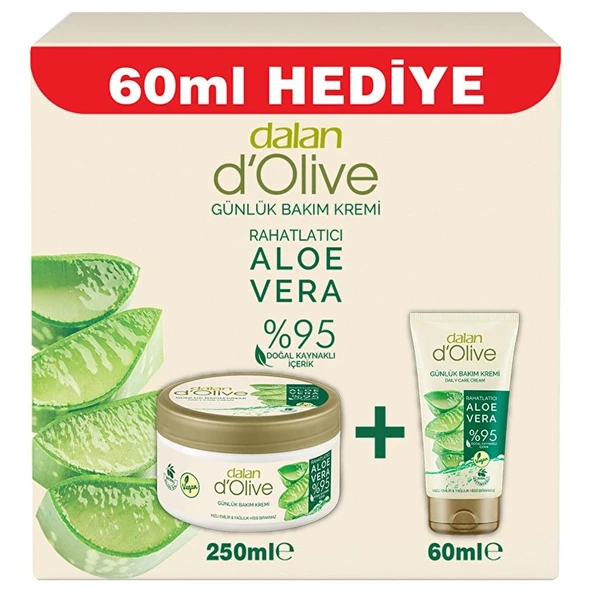 Dalan Aloe Vera 250 Ml + 60 Ml El ve Vücut Nemlendirici Bakım Krem Kavanoz ürün görseli 1