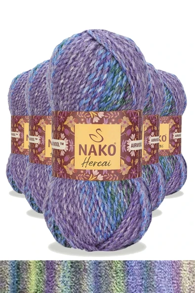 LitaeTrend 5 Adet Hercai Ebruli Hırka Kazak Atkı Bere El Örgü İpi Yünü 7248 ürün görseli 1