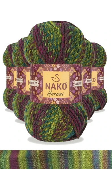 LitaeTrend 5 Adet Hercai Ebruli Hırka Kazak Atkı Bere El Örgü İpi Yünü 7130 ürün görseli 1