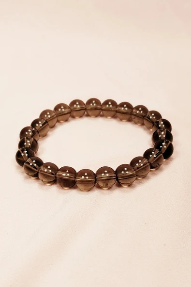 LitaeTrend Dumanlı Kuvars Doğal Taş Bileklik Kutulu ürün görseli 1