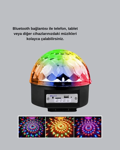 CEYLAN ADAM Ritim Hassasiyetli Bluetooth Hoparlörlü Disko Işığı Döner LED Efektli - Resim 2