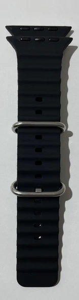iOS Uyumlu Watch Ultra 42-44 mm Siyah Silikon Kordon - ürün görseli 1