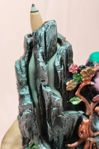 LitaeTrend Buyuk Boy Kuş Figürlü Biblo Model Geri Akış Şelale Tütsülük 5 Adet Koni Hediye - Resim 3