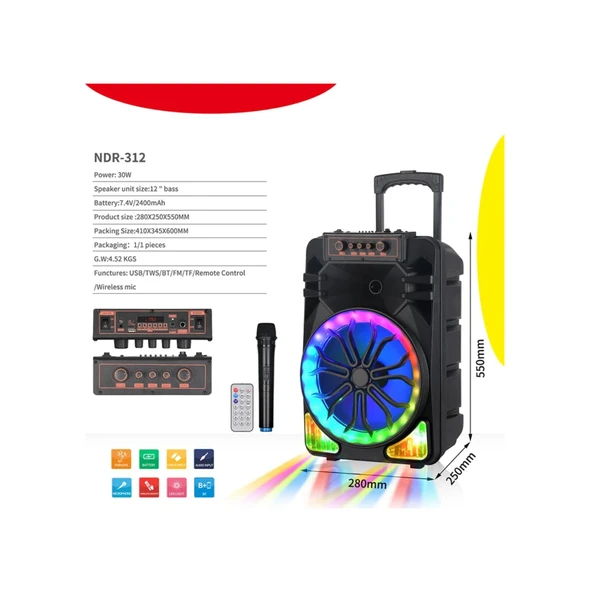 Ndr NDR-312 Bluetooth Hoparlör Ses Sistemi Siyah - Resim 3