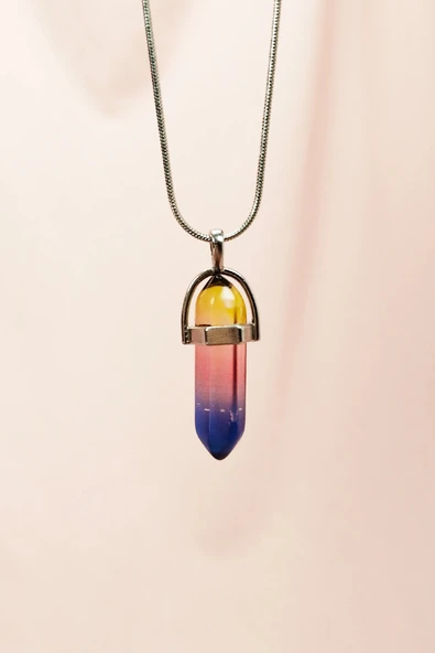 LitaeTrend Çakra Doğal Taşı Zincirli El Yapımı Tasarımlı Kolye Uç: 3,5 cm Zincir: 20 cm Kutulu ürün görseli 1