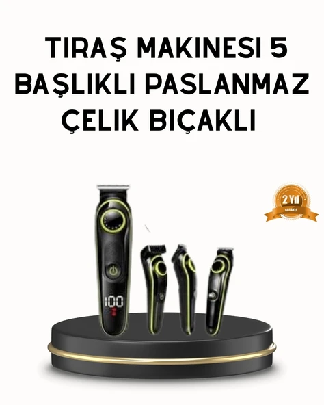 CEYLAN ADAM Erkek Bakım Seti 5’i 1 Arada Şarjlı Paslanmaz Çelik Başlıklı ürün görseli 1