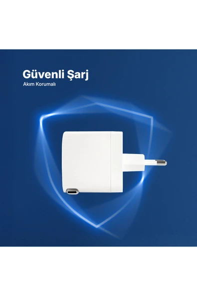 SmartCharger GAN 65W PD Seyahat Hızlı Şarj Aleti USB-C + Dahili PD 65W 70cm USB-C Şarj Kablosu - Resim 4