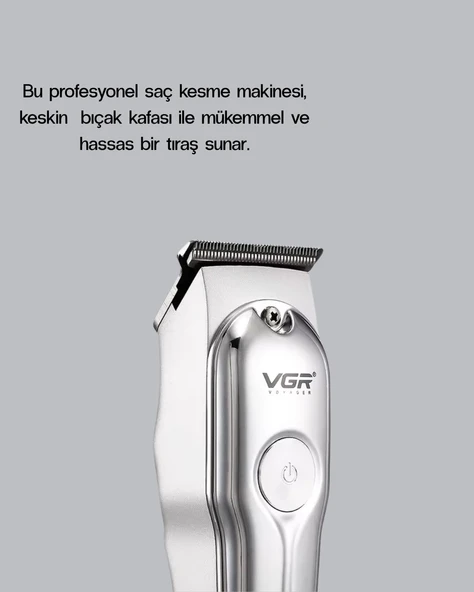 CEYLAN ADAM Gümüş Desenli Şarjlı Tıraş Makinesi – 120 Dakika Çalışma Süresi, 3 Başlıklı - Resim 5