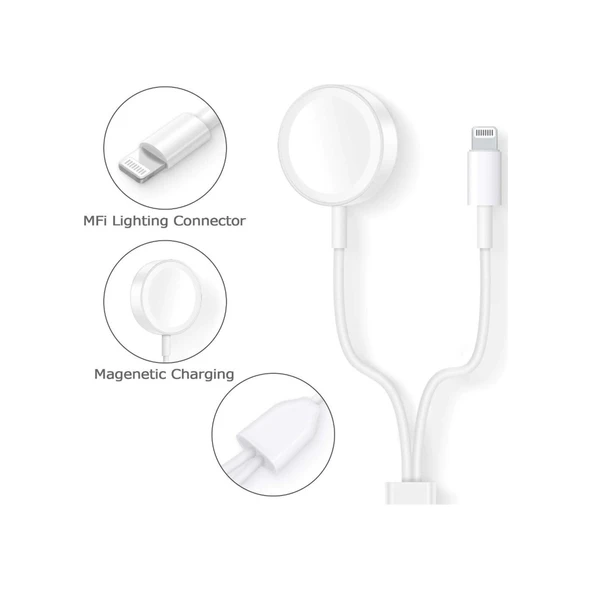 Watch Uyumlu 38 40 42 44 Mm 1 2 3 4 Seri Ve Iphone Şarj Aleti 2In1 Standart - Resim 2