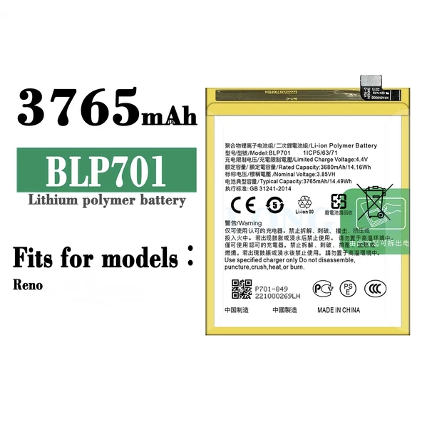 Oppo Reno Batarya Blp701 ürün görseli 1