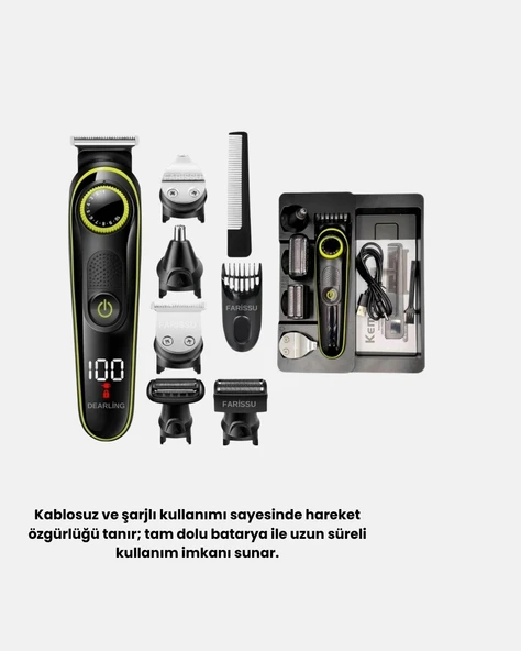 CEYLAN ADAM 5’i 1 Arada Şarjlı Erkek Bakım Seti LED Göstergeli ve Suya Dayanıklı - Resim 3