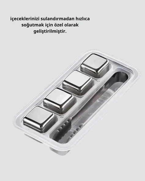 CEYLAN ADAM Paslanmaz Metal Buz Küpleri Seti Klipsli Sulandırmadan Soğutma Özellikli - Resim 5