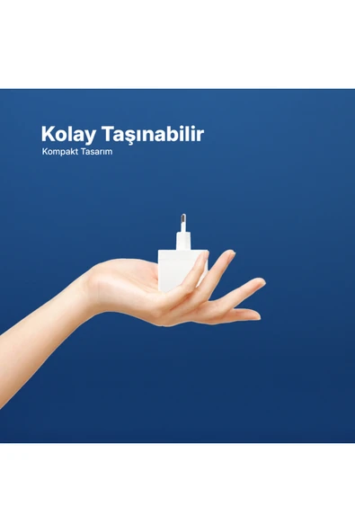 SmartCharger GAN 65W PD Seyahat Hızlı Şarj Aleti USB-C + Dahili PD 65W 70cm USB-C Şarj Kablosu - Resim 6