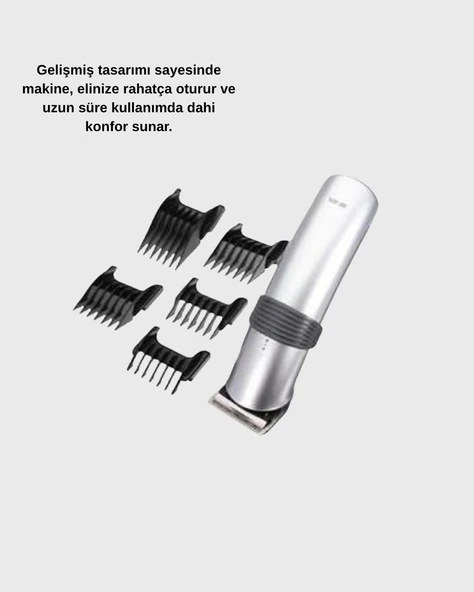 CEYLAN ADAM Profesyonel Şarjlı Saç ve Sakal Kesme Makinesi – Paslanmaz Çelik Bıçaklı, Ergonomik ve Sessiz Motorlu - Resim 4