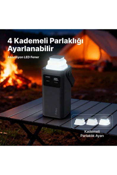 ReCharger Extreme LCD 20.000mAh PD 20W USB-C ve Lightning Dahili Kablolu LED Fenerli 2BB238 - Resim 4