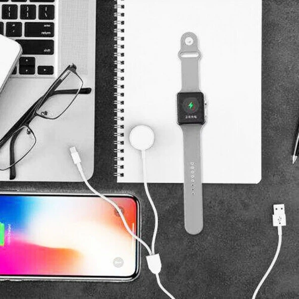 Watch Uyumlu 38 40 42 44 Mm 1 2 3 4 Seri Ve Iphone Şarj Aleti 2In1 Standart - Resim 5