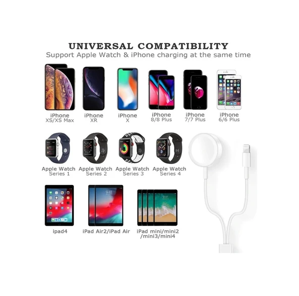 Watch Uyumlu 38 40 42 44 Mm 1 2 3 4 Seri Ve Iphone Şarj Aleti 2In1 Standart - Resim 4