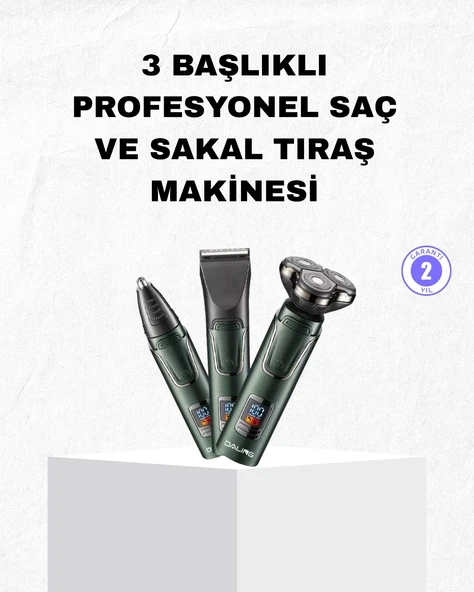 CEYLAN ADAM Şarjlı ve Kablosuz 3 Başlıklı Profesyonel Bakım Seti – Saç, Sakal, Burun ve Kulak Düzeltici ürün görseli 1