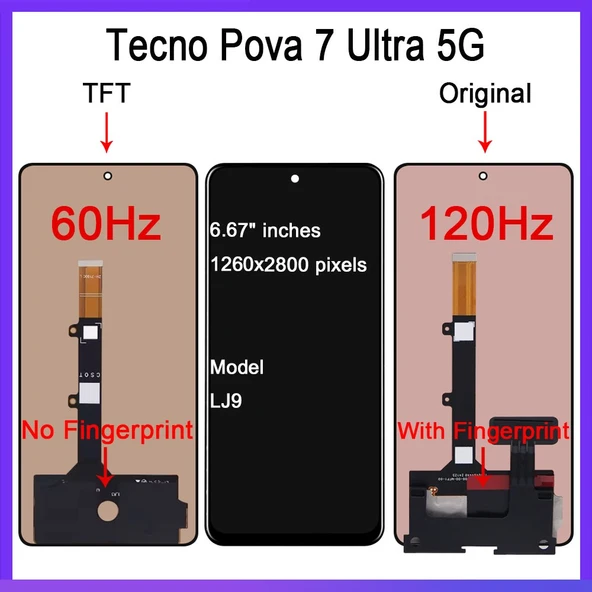 Tecno Pova 7 Ultra Lcd Ekran siyah ürün görseli 1