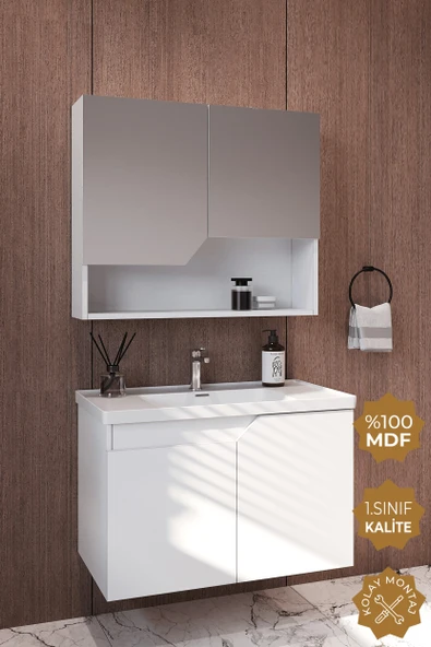 Teta Home Napoli 65 Cm Mdf Banyo Dolabı Seti  Beyaz ürün görseli 1