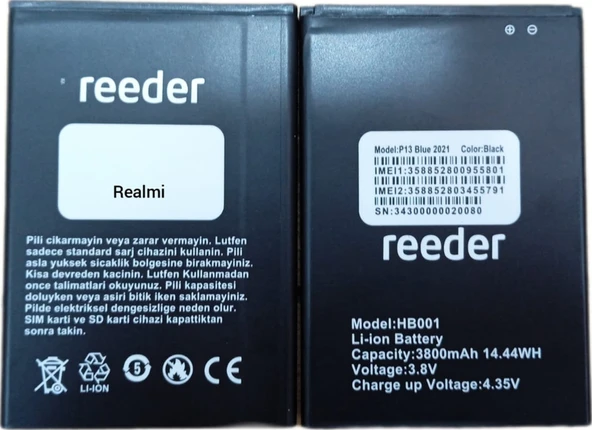 Reeder P13 Blue Max L 2021 Batarya Pil ürün görseli 1