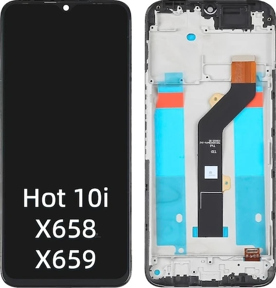 Infinix Hot 10i Çıtalı Uyumlu Lcd Ekran Dokunmatik + B7000 15ml Yapıştırıcı Ld-01 Siyah - Resim 2