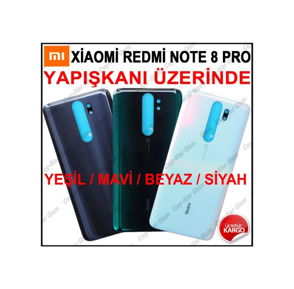 Xiaomi Redmi Note 8 Pro Arka Kapak Pil Batarya Kapağı Cam Beyaz ürün görseli 1