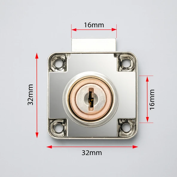 Cam Kilidi Kare Krom Cam Kapak Emniyet Kilidi Dayanıklı Metal Güvenli Kilit Sistem Çekmece 1 Adet - Resim 5