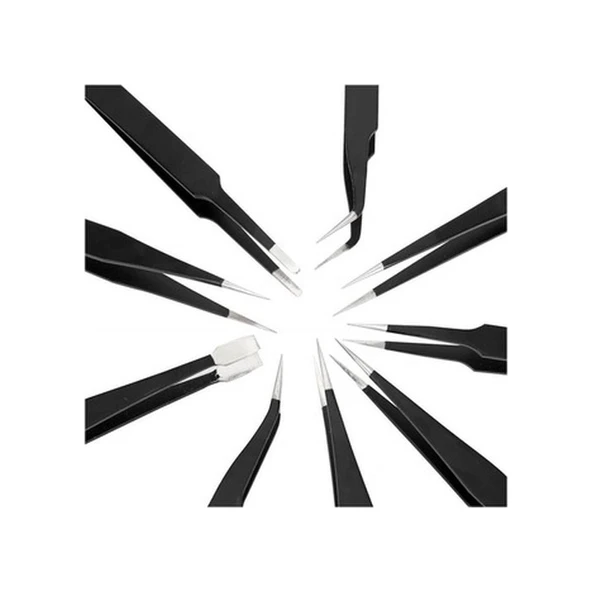 Esd 9'Lu Paslanmaz Çelik Anti Statik Cımbız Seti - Resim 3