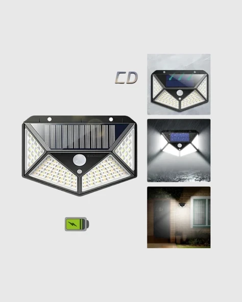 CEYLAN ADAM Güneş Enerjili 100 LED Dış Mekan Lamba – Hareket Sensörlü, 2200mAh Bataryalı Solar Aydınlatma - Resim 5