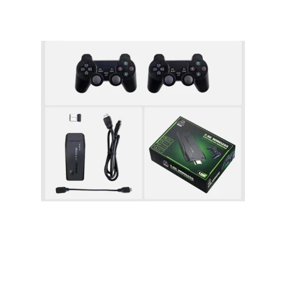 Vintage Gaming 2024 Yeni 4K HD Retro Game Stick 90 lı Yıllar Atari Makinası Oyunları 20000 Oyunlu Konsol Siyah - Resim 2