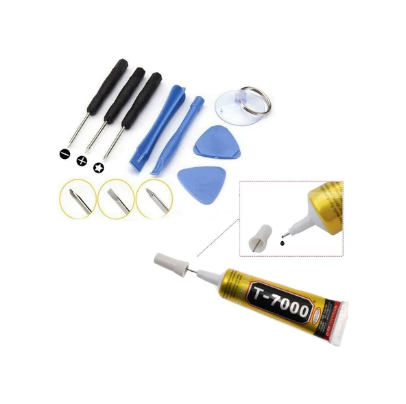T7000 Ekran Dokunmatik Kapak Yapıştırıcı 15 ML Siyah+Tamir Seti ürün görseli 1