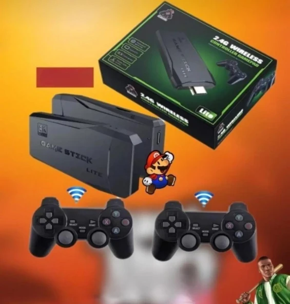 Vintage Gaming 2024 Yeni 4K HD Retro Game Stick 90 lı Yıllar Atari Makinası Oyunları 20000 Oyunlu Konsol Siyah - Resim 4