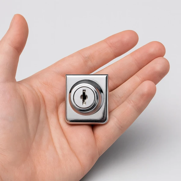 Cam Kilidi Kare Krom Cam Kapak Emniyet Kilidi Dayanıklı Metal Güvenli Kilit Sistem Çekmece 1 Adet - Resim 7