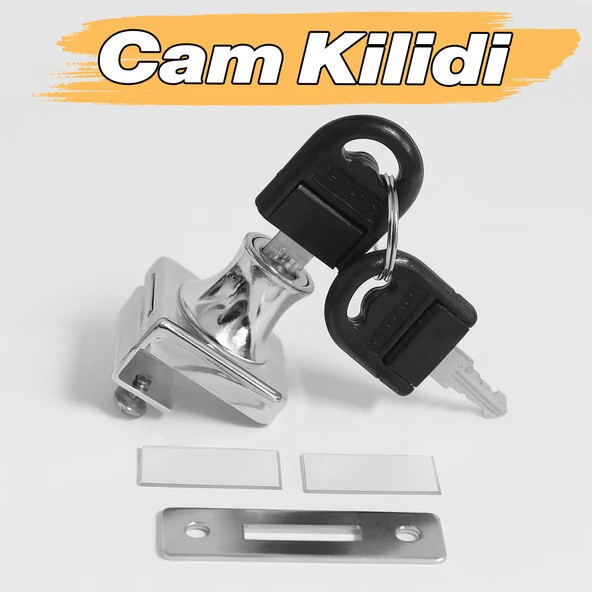 Cam Kilidi Kare Krom Cam Kapak Emniyet Kilidi Dayanıklı Metal Güvenli Kilit Sistem Çekmece 1 Adet - Resim 2