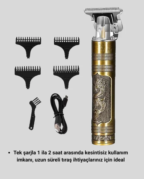 CEYLAN ADAM T Bıçaklı Profesyonel Çizik Tıraş Makinesi Seti – 120 Dakika Kullanım, Şarjlı & Kablolu - Resim 4