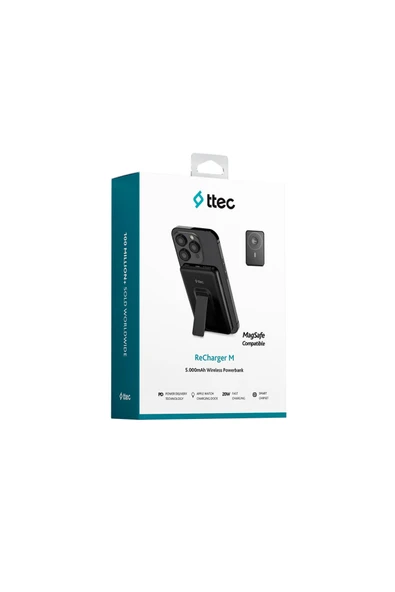Ttec ReCharger M 5.000mAh MagSafe Uyumlu PD 20W Stantlı Kablosuz Taşınabilir Hızlı Şarj Aleti 2BB239 - Resim 7
