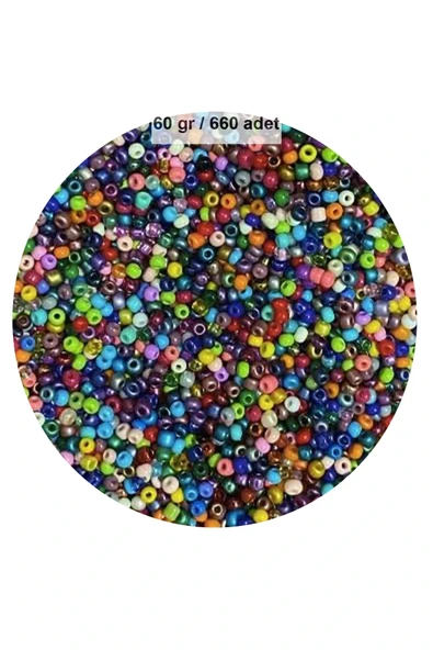 LitaeTrend Karışık Renk 4 mm Yaklaşık 660 adet / 60 gram Cam Boncuk Oya Yazma Bileklik ve Kolye ürün görseli 1