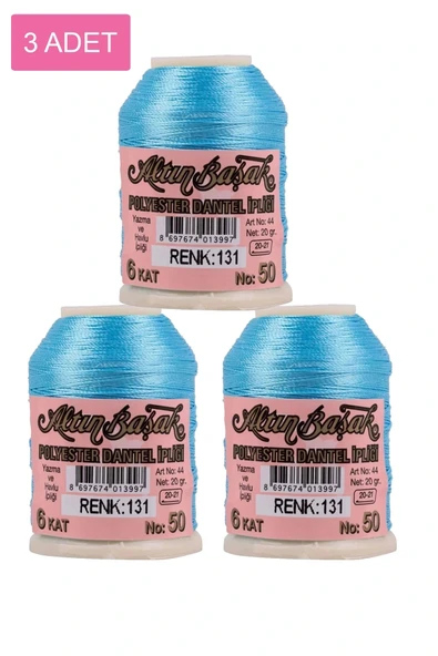 LitaeTrend 3 Adet Altınbaşak Oya ve Dantel İpi 20 gr - Royaleks - No: 131 ürün görseli 1