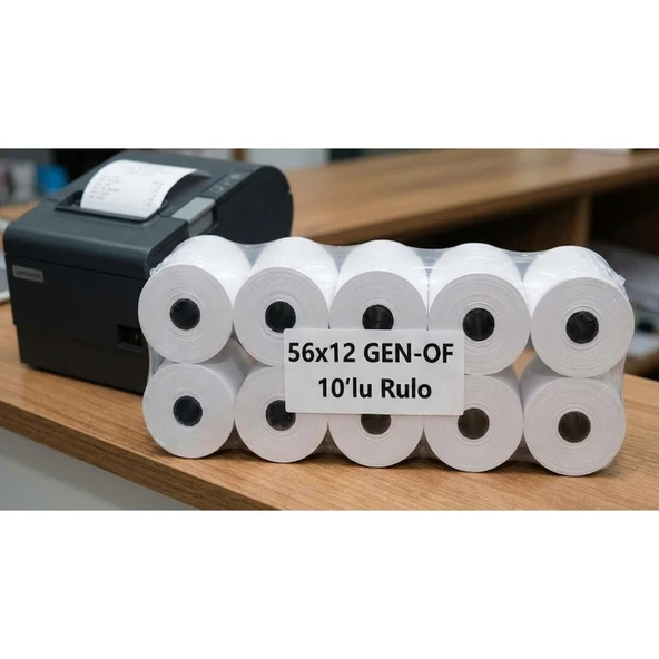 Gen-Of 56x12 Termal Yazar Kasa Pos Rulosu 10 Lu Paket 1 Adet ürün görseli 1