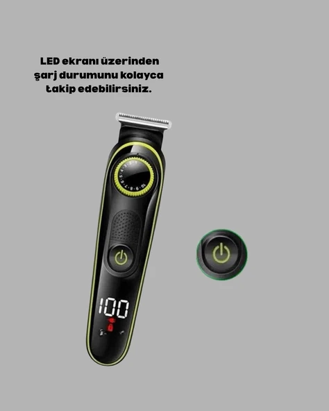 CEYLAN ADAM 5 Başlıklı Şarjlı Tıraş Makinesi – Saç, Sakal, Burun ve Vücut İçin Çok Fonksiyonlu Bakım Seti - Resim 3