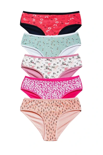 LitaeTrend Pamuklu Geniş Kenarlı Likralı Desenli Bato Kadın Külot 5'li Paket Set 2 ürün görseli 1