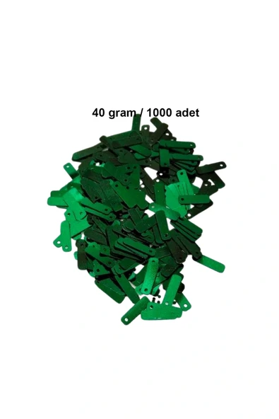 LitaeTrend Koyu Yeşil 15 x 5 mm Dantel Oya Yazma Halhal Abiye Lazer Kesim Pul 1000 adet / 40 gram ürün görseli 1
