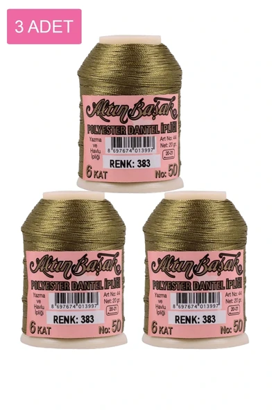 LitaeTrend 3 Adet Altınbaşak Oya ve Dantel İpi 20 gr - Royaleks - No: 383 ürün görseli 1