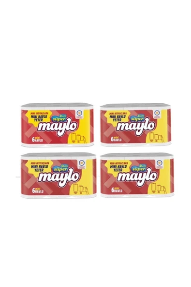Maylo Mini Kağıt Havlu 3 Katlı 6'lı 4 Paket 6*4=24 Rulo ürün görseli 1