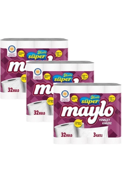 Maylo Süper Tuvalet Kağıdı 3 Katlı 96 Rulo ürün görseli 1