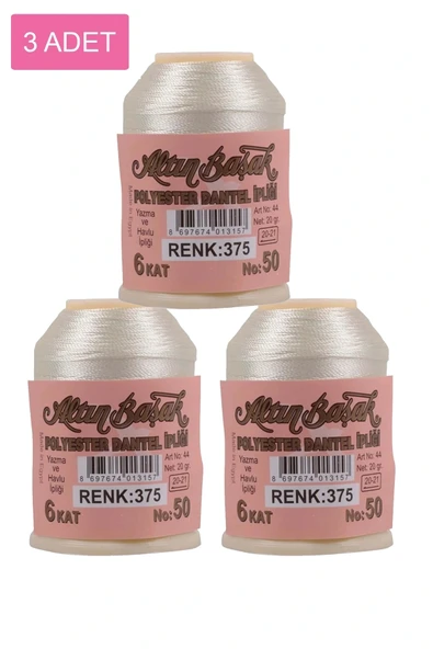 LitaeTrend 3 Adet Altınbaşak Oya ve Dantel İpi 20 gr - Royaleks - No: 375 ürün görseli 1