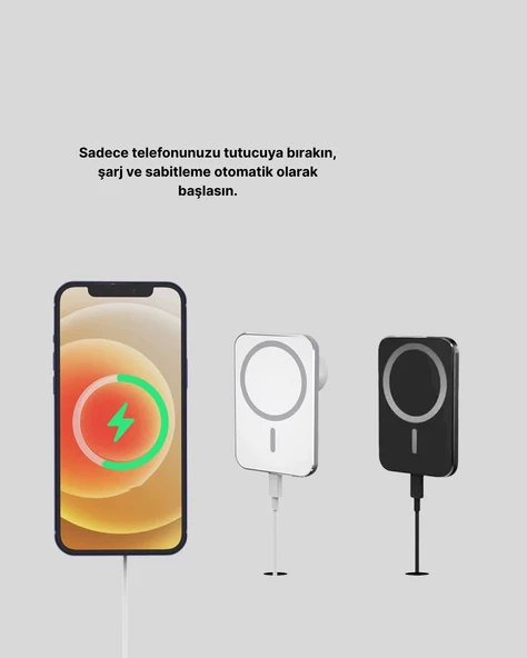 CEYLAN ADAM 360° Döner Başlıklı MagSafe Araç Telefon Tutucu 15W Güvenli Kablosuz Şarj - Resim 3