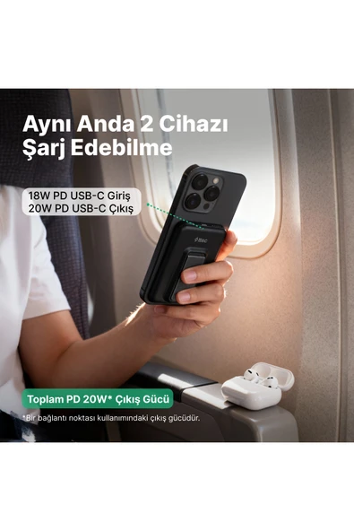 Ttec ReCharger M 5.000mAh MagSafe Uyumlu PD 20W Stantlı Kablosuz Taşınabilir Hızlı Şarj Aleti 2BB239 - Resim 4