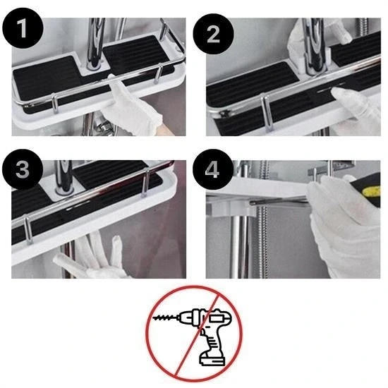 BUFFER® Banyo Direğine Asılabilir Köşelik Şampuanlık Sabunluk Çift Askılı Düzenleyici Raf Paslanmaz - Resim 7